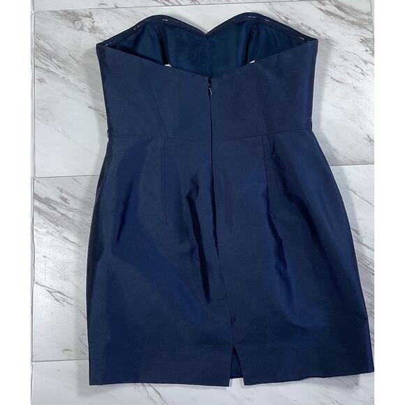 Monique Lhuillier Dress Size 4 Sweetheart Neck Strapless Navy, Wedding Cocktail - Picture 4 of 10